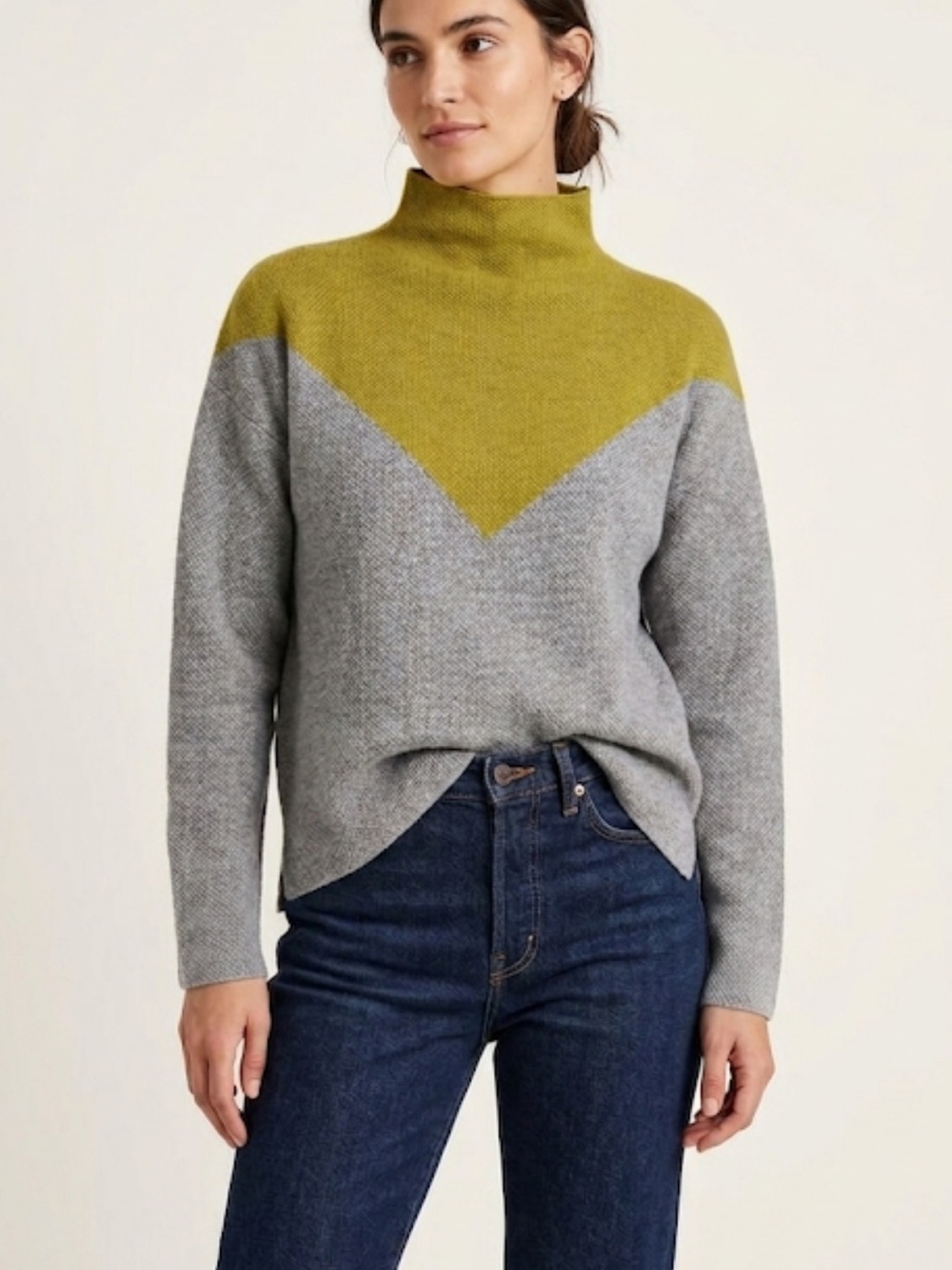 CYNTHIA ROWLEY Cozy Knit Mock Neck Colour-Block Sweater